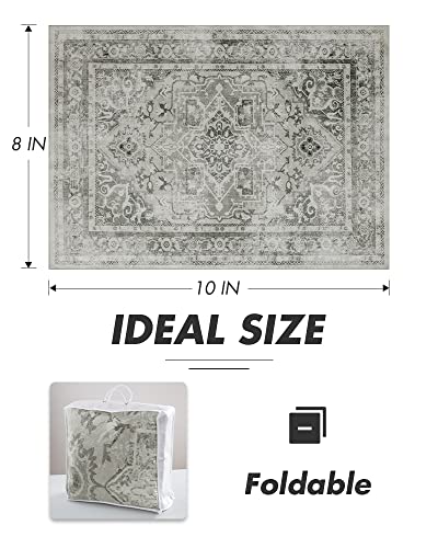 Rugs For Living Room 8X10 Feet-Area Carpet-Distressed Vintage Medallion Bedroom, Dining Living Room Rug-Aesthetic Machine Washable, Tp Backing-Grey #TOP1