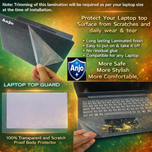 Image of Anjo 5 in 1 Combo Of 14 Inch & 16:9 Display Aspect Ratios Laptop Screen Protector, KeySkin, Body Lamination Trackpad & Lid (Transparent) & Cleaner