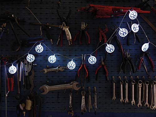 BRISA VW Collection - Volkswagen Hippie Bus T1 Camper Van - Stylish Ambience VW Logo Battery String Lights for Parties, Children's Rooms, Events (for Indoor/9.84 Feet/3m/20 x LED/Blue/White)