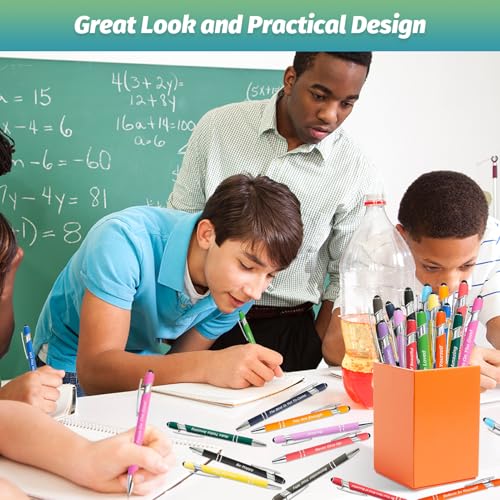 Image of 20 Pieces Inspirational Pens Kit - 10 Black Ink Pens Bulk, Bags Included - Motivational Pens Ballpoint with Stylus Tips - Inspirational Gifts Office School Supplies for Teachers Office Prizes