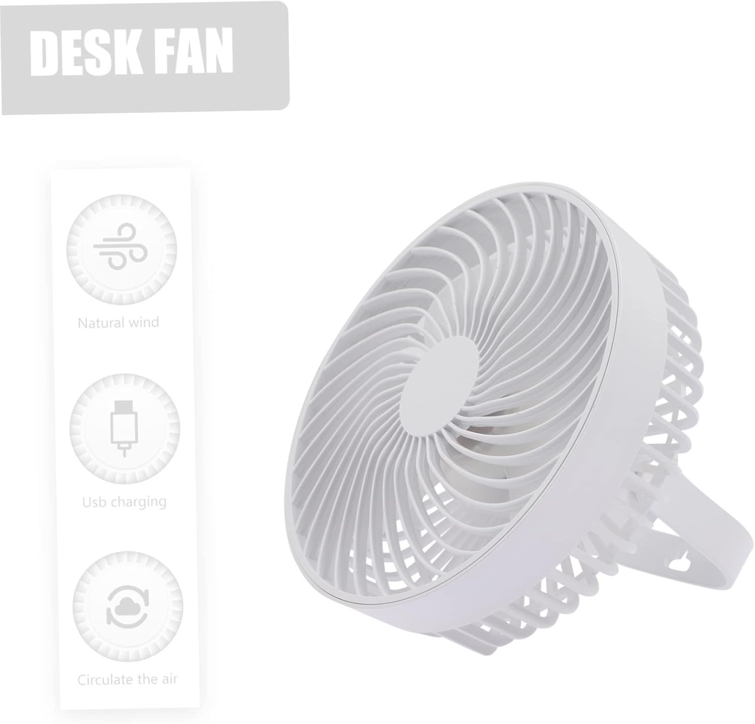 Zerodeko 2pcs Desk Fan with Night Light Rechargeable Portable Fan 3 Speeds Quiet Airflow for Home Office