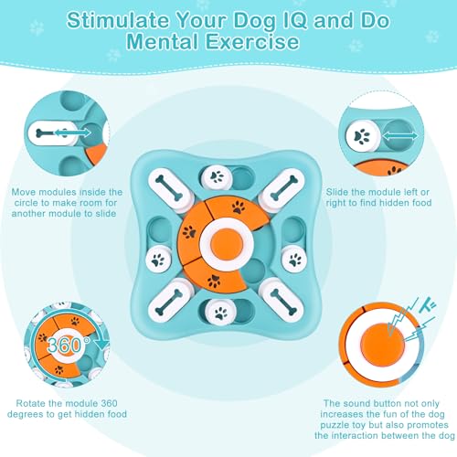 AWAMRWA Intelligenzspielzeug, Hunde Beschäftigung Feeder Dispenser, Interaktives Welpenspielzeug mit Quietschen für Kleine, Mittlere, Große Hunde, Welpen und Katzen