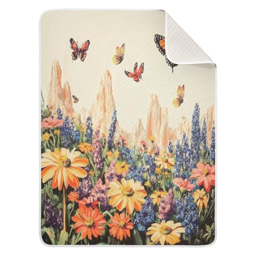 Burbuja Retro Wildflowers Baby Blanket for Boys Girls, Nursery Soft Warm Swaddling Receiving Baby Blankets, 30x40 in Toddler Blanket