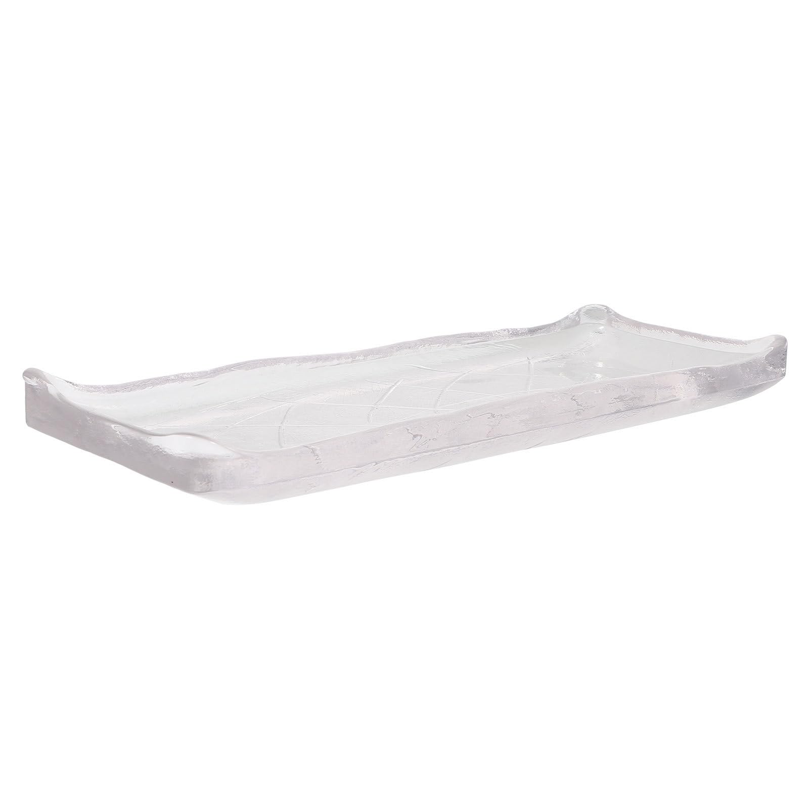 TOYANDONA Plateau à Sushi en Verre Transparent, Grosse Assiette Rectangulaire Japonaise Multifonction pour Service de Sushis, Steak, Vaisselle Élégante Cuisine et Présentation des Plats