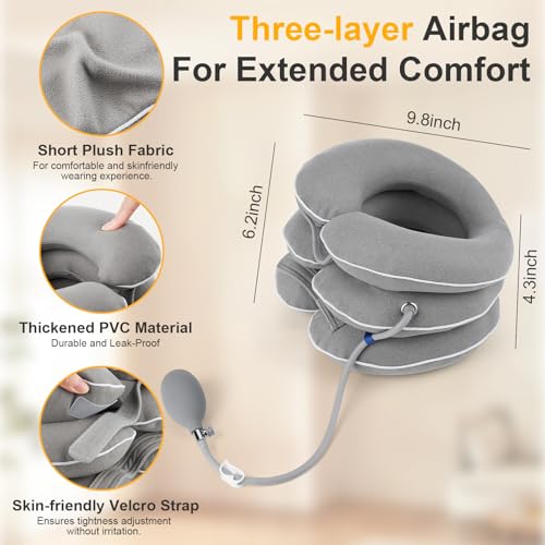 Neck Stretcher, Cervical Neck Traction Device for Instant Neck Pain Relief, Inflatable & Adjustable Neck Support Brace, Neck Traction Pillow for Home Use Neck Decompression - Thumbnail 5
