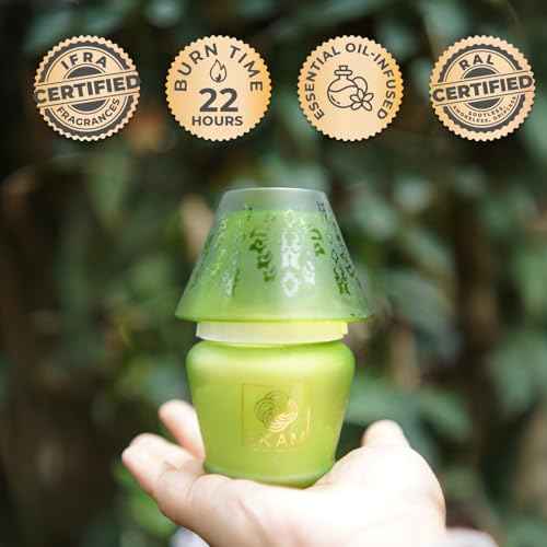 Image of EKAM Scented Frost Glass Lampshade Candle | Jasmine Scented Candle | Luxury Fragrances| Ideal for Home Decor, Aromatherapy & Gifting | 22 Hours Burn time |114 g