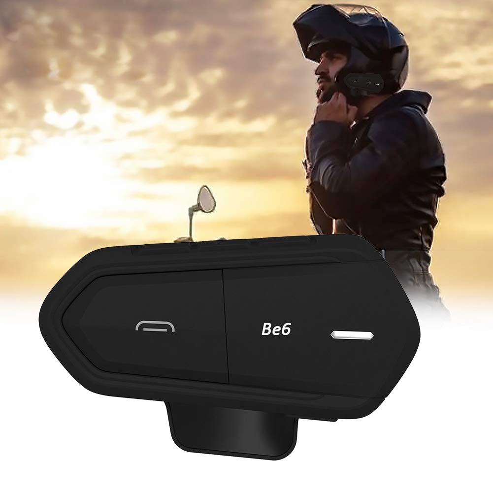 QTBE6 Écouteur Bluetooth sans fil pour casque d'écoute, anti-interférences, étanche, noir avec MP3/GPS/CSR/A2DP/AVRCP, suppression du bruit, interphone duplex intégral longue portée