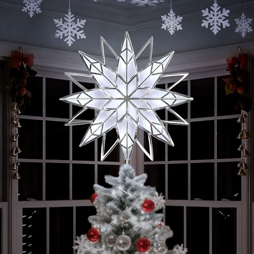 11.8 inch lighted Christmas tree topper with 8-point star