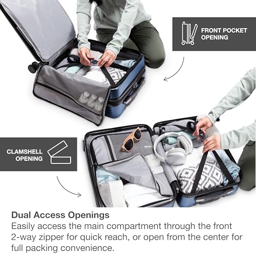 Image of Traveler's Choice Mykel Dual Opening Polycarbonate Hardside Suitcase with Sleeve and Ergonomic Handle