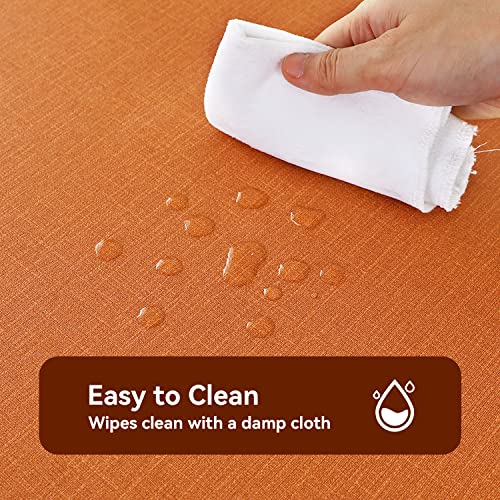 Image of Romanstile Halloween 100% Waterproof PVC Tablecloth, Rectangle Oil Spill Proof Stain Resistant Vinyl Table Cloth, Wipe Clean Plastic Table Covers for Kitchen /Dining /Parties - 54 x 78 Inch, Orange