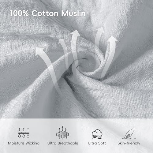 Image of david's kids Muslin Cotton Baby Sleep Sack 0-6 Months, 2 Pack 100% Cotton Sleeping Bag for Summer, TOG 0.5 Baby Wearable Blankets with 2-Way Zipper, Soft Sleep Sacks for Newborn Infant, White & Grey