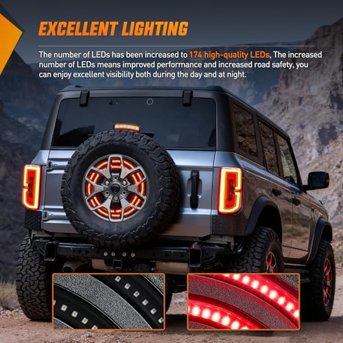 Image of Nilight Spare Tire Brake Light Red Double Row LED Ring 3rd Third Stop Rear Wheel Lights Plug and Play Fit for 2021 2022 2023 Ford Bronco 2 /4 Doors