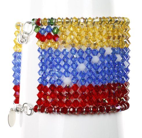 Karen Curtis Swarovski Crystal Venezuela Flag Cuff Bracelet #TOP4