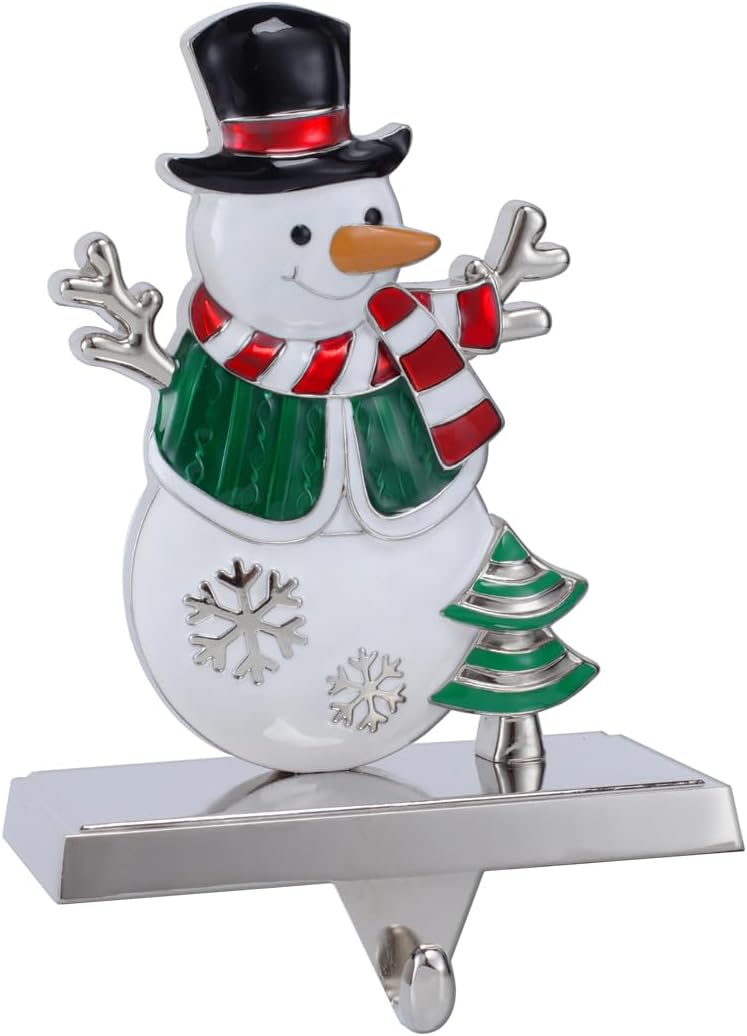 Set of 1 Christmas Stocking Holders for Mantle, Christmas Tree Weighted Stocking Holder, Snowman Stocking Hangers for Mantle,Christmas Stocking Holder for Fireplace Christmas Decorations