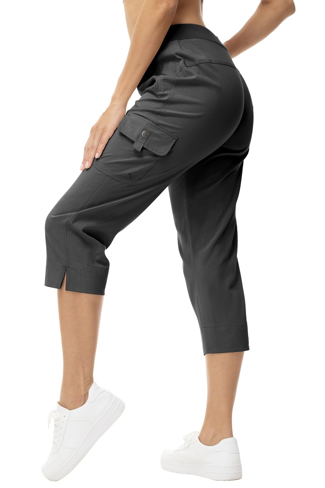 Rdruko Caprihose Damen Wanderhose 3/4 Hose Sommer Cargohose Leicht Sommerhose Schnelltrocken Jogginghose Freizeithose mit Taschen für Reisen Wandern Outdoor Sport