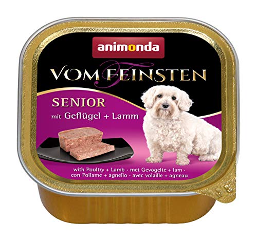 Comida para perros animonda Vom Feinsten Senior, comida húmeda para perros mayores de 7 años, con ave + cordero, 22 x 150 g