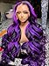 SISIFIRE Purple Highlight Lace Front Wig Pre-plucked Hairline Synthetic Heat Resistant Fiber Lace Front Wigs for Women Glueless 13X4 Inch Long Loose Curly Wavy Wigs