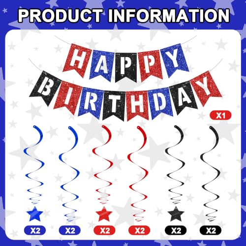 Image of BEISHIDA Red Blue Black HAPPY BIRTHDAY Banner for Spider Birthday Party Decoration