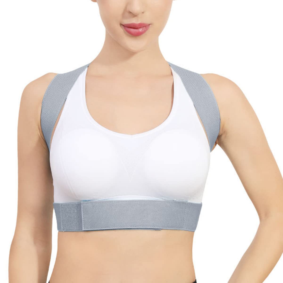 KOMBIUDA 1pc Hunchback Posture Brace for Adults Grey Adjustable Shoulder Belt Straightener Posture