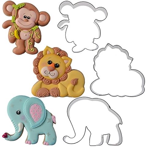 Jungle Animal Cookie Cutter Set- Elephant, Monkey, Lion by Chapix Cookies Cover