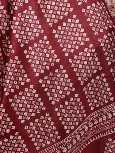 Batik Printed Art Silk Dupatta with Fringes - Art Silk 6