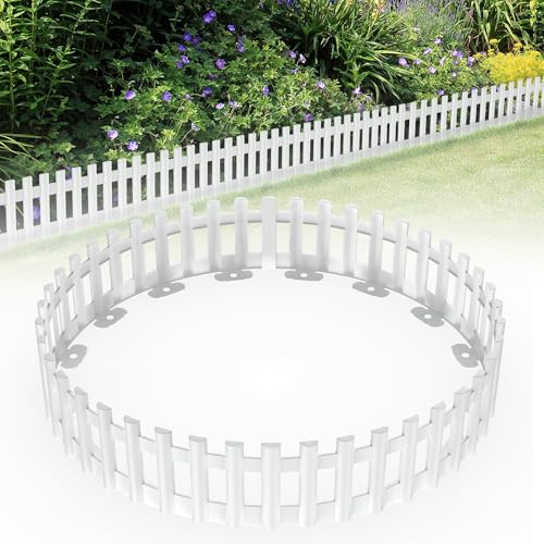 Yznahre Gartenzaun Zaun Zierzaun Kunststoff 5,16m Rasenkante, Lattenzaun, Garten Steckzaun zur Beetumrandung (Weiß)