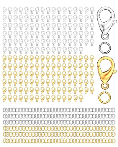 Qulltk 700Pcs Lobster Claw Clasps and Open Jump Rings Set Lobster Clasps for Jewelry Making Bracelet Clasp and Closures for DIY Necklace Jewelry Anklet