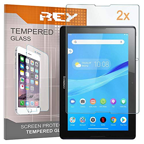 REY 2X Protector de Pantalla para Lenovo Tab 2 A10-70 10,1' Modelo A7600-F, Cristal Vidrio Templado...