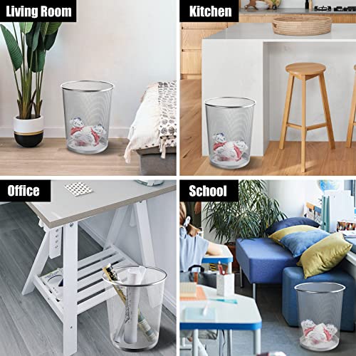 Image of Silver Mesh Trash Cans 4 Gallon, 10Pack, Metal Wire Wastebaskets, Waste Basket Trash Can, Silver Mesh Trash Can for Office, Recycling Garbage Container Bin for Office, Home, Bedroom