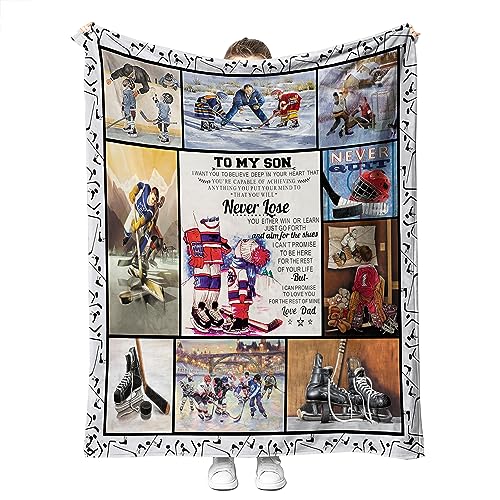 Hockey Blanket Hockey Gifts for Boys Kids Soft Cozy Hockey Bedding Fleece Throw Blanket Hockey Gifts for Men Women Christmas Hockey Gifts for Coach 60'' x 80'' (Hockey Blanket 04)