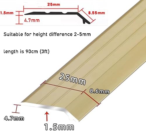 Miniatura 6 de TOCTUS Tira de transición de piso a azulejo, cubierta de costura para puerta, umbrales de puerta, borde para altura de umbral dentro de 0.079-0.197