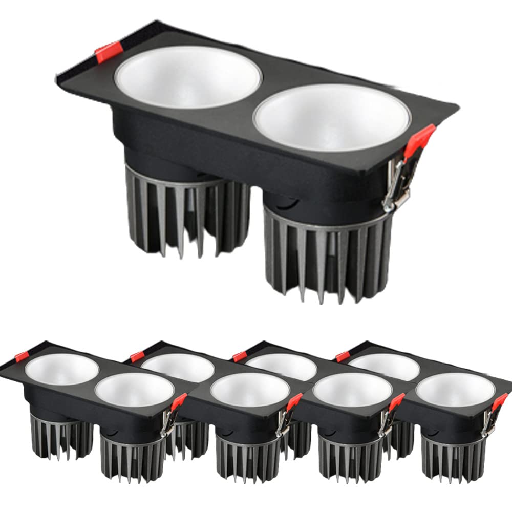 Paquete de 5 focos empotrables de Doble Cabezal, antideslumbrantes, con Deflector y luz Diurna, 3000 K/4000 K/6000 K seleccionables.