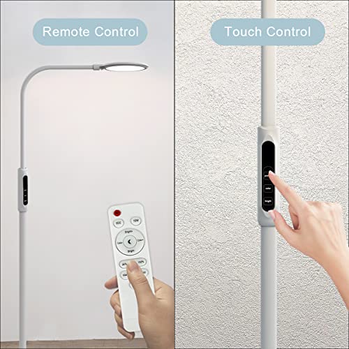 Syrinx 3 In 1 Led Floor Lamp, Desk Lamp, Clamp-On Lamp With Remote Control, 5 Brightness Levels & 5 Colors Temperatures, Dimmable, Adjustable Gooseneck Pole Lamp For Living Room Office Bedroom - White #TOP7
