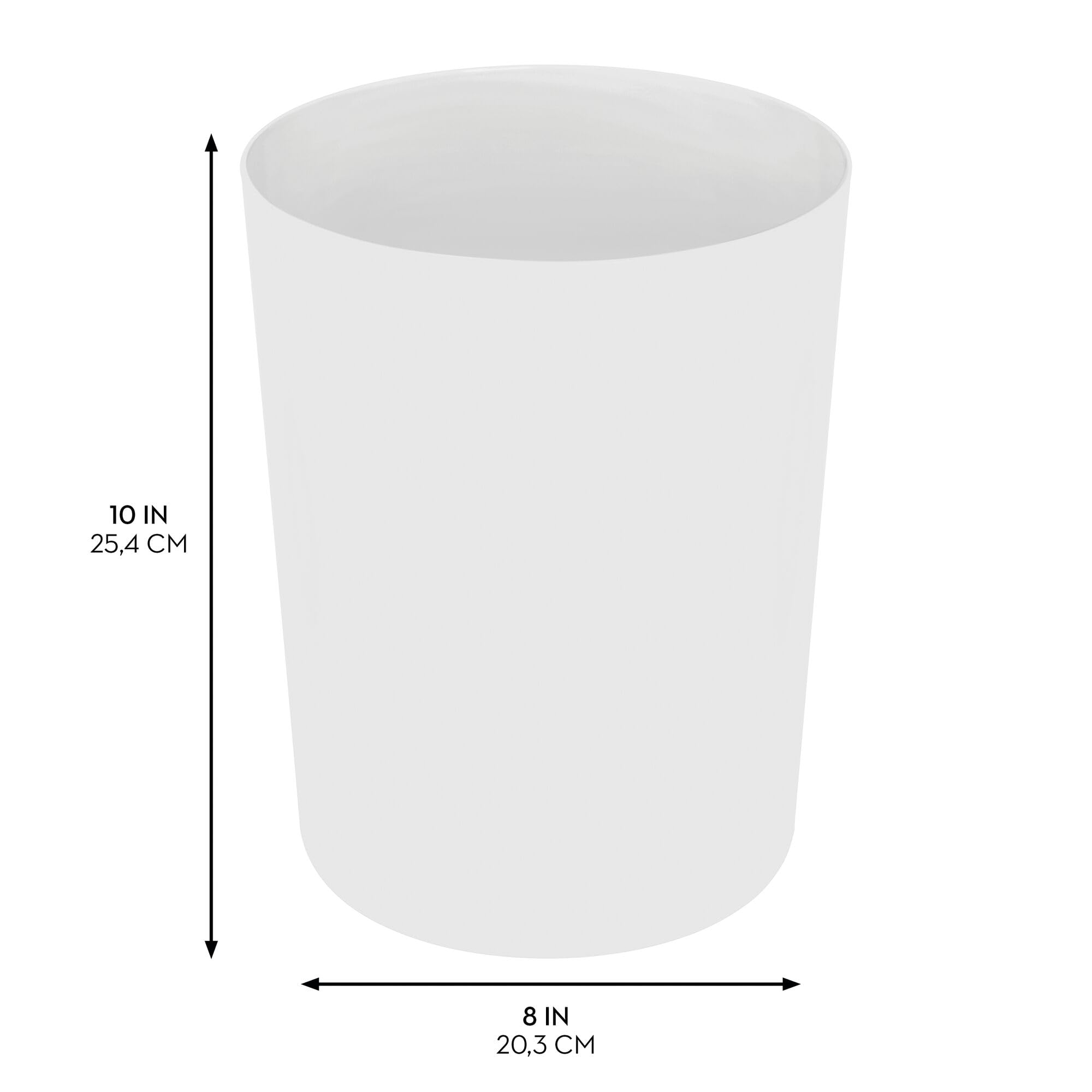 iDesign Round Plastic Trash Can for Bath, Bedroom, Office - The Finn Collection – 7.64" x 10", Magenta: iDesign Small Round Plastic Trash Ideal for Bathroom, Bedroom, or Office-White Finn Waste Can
