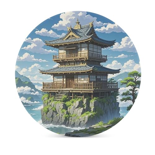 Dessous de verre en céramique de prestige style japonais avec support liège rond - 4