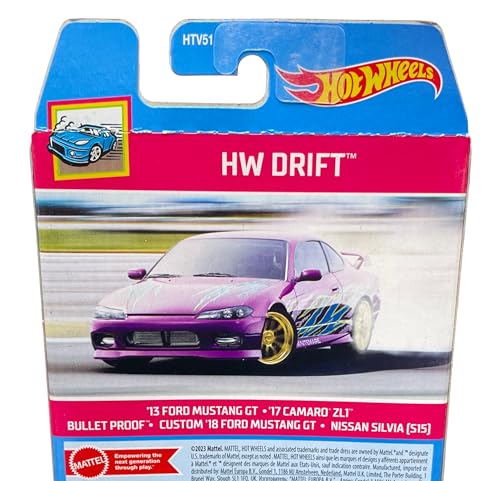 Image of Hot Wheels Car 2024 HW Drift Pack of 5 (13 Ford Mustang GT, 17 Camaro ZL1, Bullet Proof, Custom 18 Ford Mustang GT, Nissan Silvia S15) Multi - Color