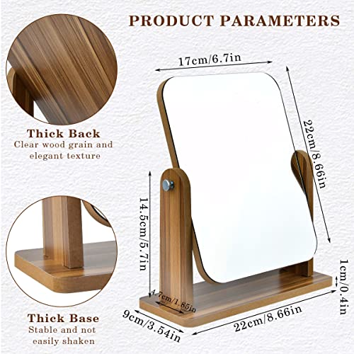 TIMESETL Vanity Mirror - 360° Rotating Desktop Mirror for Dressing & Styling - 22 x 17CM, Wood, 25L x 22W cm - Image 2