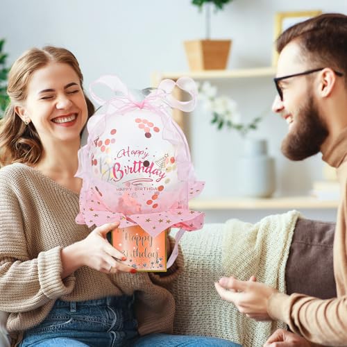 64 Stück DIY Überraschungsbox mit Luftballons Geldgeschenke Geburtstag, Roségold Geldgeschenke Verpackung, Luftballon Pull Up Geburtstag Geldgeschenks Surprise Box Verpackung für Freunde und Familie