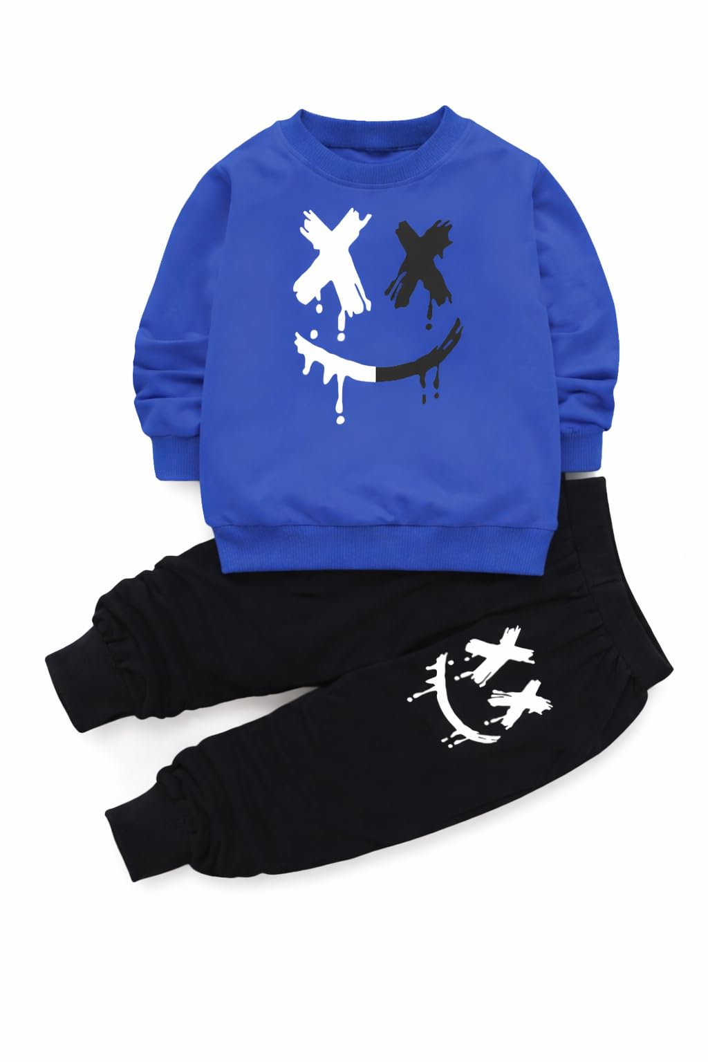 Kids Cotton Blend Printed Sweatshirt & Jogger Set | Co-Ord Outfit for Boys & Girls | Graphic Full Sleeve Sweatshirt with Jogger Pants | Casual Wear-image-2