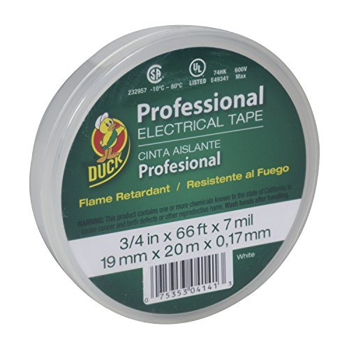 Duck Brand 300877 Professional Grade Electrical Tape, 3/4-Inch By 66 Feet, Single Roll, White #TOP1