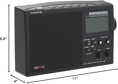 Miniatura 6 de C. Crane CCRadio 3 Recepción de largo alcance AM, FM, NOAA Weather Plus Alerta y radio digital portátil de banda de jamón de 6.6 ft con Bluetooth