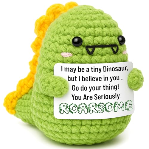 OCCdesign Mini Graduation Inspirational Gift for Her Him Handmade Positive Crochet Dinosaur Gifts for Encouragement Birthday Self Care Mental Health Office Gift Graduation Decorations 2026