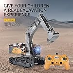 HNR 22 Channel 1:14 Remote Control Excavator Toy with Metal Shovel, Turns 680 Degree, RC Excavator, 2.4Ghz,Lighting Sound Effects Upgraded Charging, Automatic Digging,rc Excavator for Adults