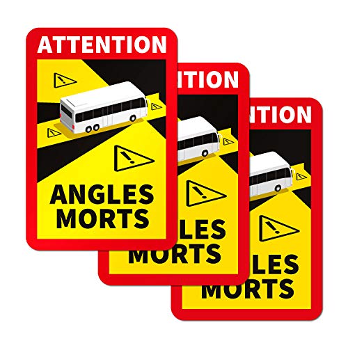 PrintAttack Angles Morts P087 Lot de 3 autocollants d'angle mort résistants aux intempéries pour camion, camionnette, bus 3 x 17 x 25 cm Cover