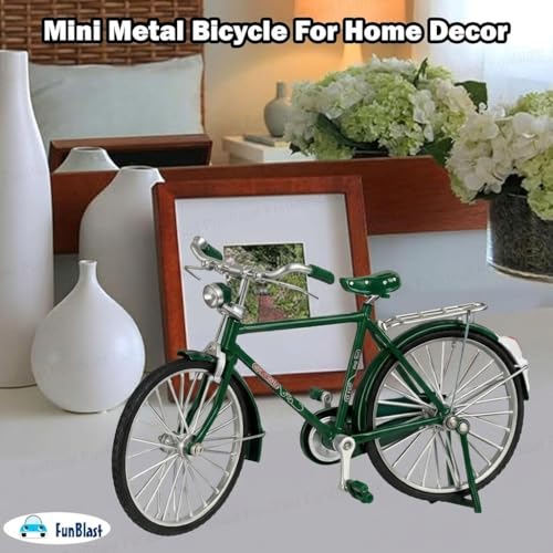 Image of FunBlast Vintage Mini Metal Bicycle - 1:18 Die-Cast Realistic Bicycle Model, Retro Alloy Classical Cycle Toy for Desktop Ornament, Home & Office Decor (Green)