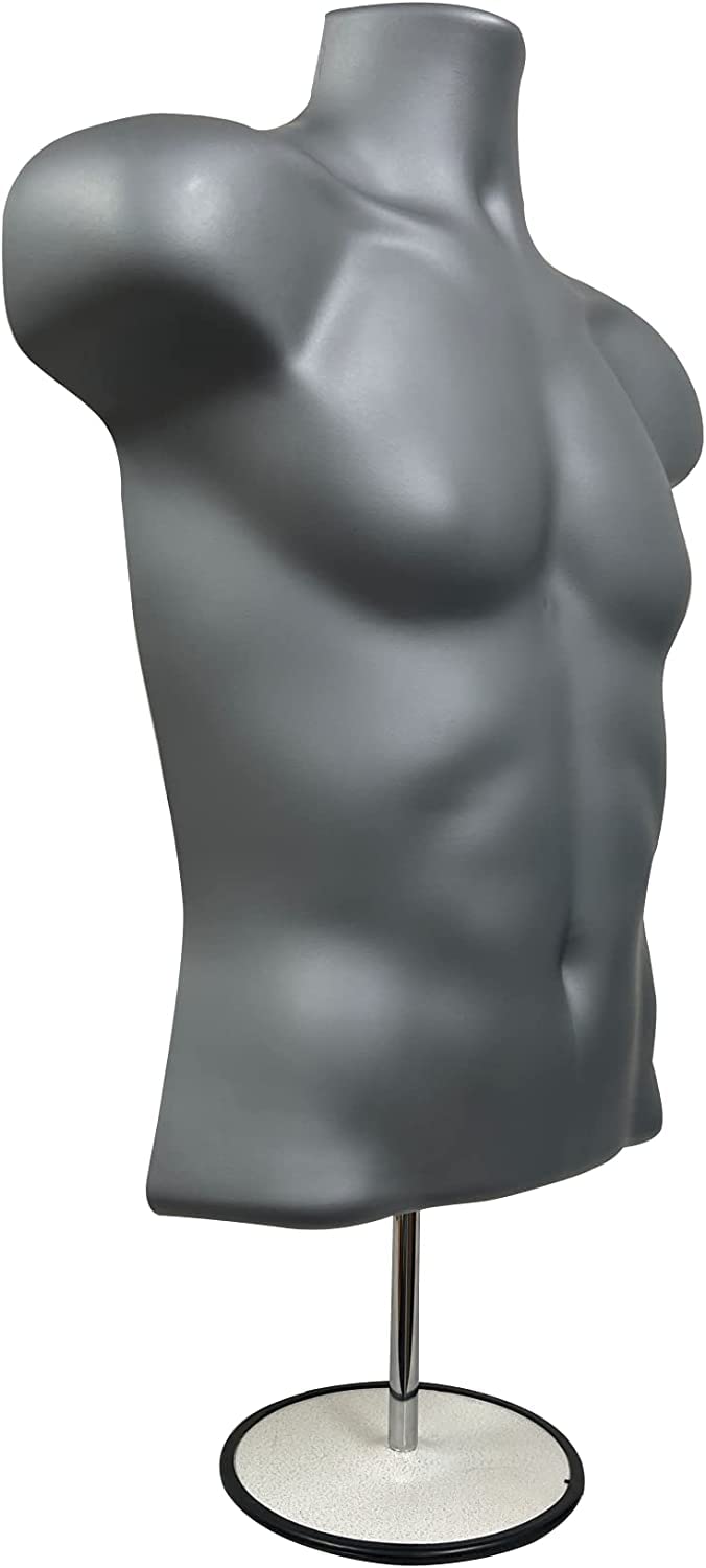 Gray Female Torso Mannequin With Metal Tripod Stand - View #8