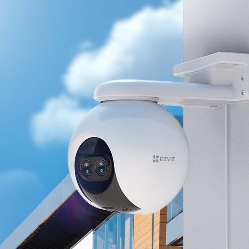 EZVIZ C8PF - Telecamera di sorveglianza WiFi Full HD con Doppia Lente e Funzione Pan e Tilt - Copertura a 360°, Slot per schede MicroSD, Visione Notturna Intelligente (CS-C8PF-A0-6E22WFR)