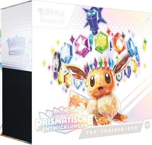 Pokémon-Sammelkartenspiel: Top-Trainer-Box Karmesin &amp; Purpur – Prismatische Entwicklungen (1 Vollbild-Promokarte, 9 Boosterpacks &amp; Premium-Zubehör)