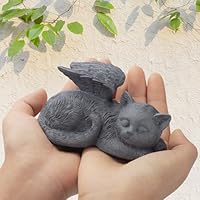 DiDiBirDi Katze Engel Haustier Denkmal Gedenkstein für Katze Grab Marker Tribut Statue,Katze Indoor Memorial Geschenk für den Verlust von Katze, schlafende Katzeengelfigur aus Kunstharz
