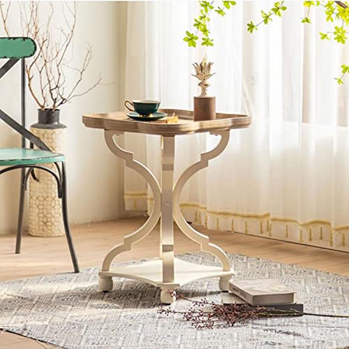 Mesa de centro con forma de flor de madera rústica para sofás en salón 3